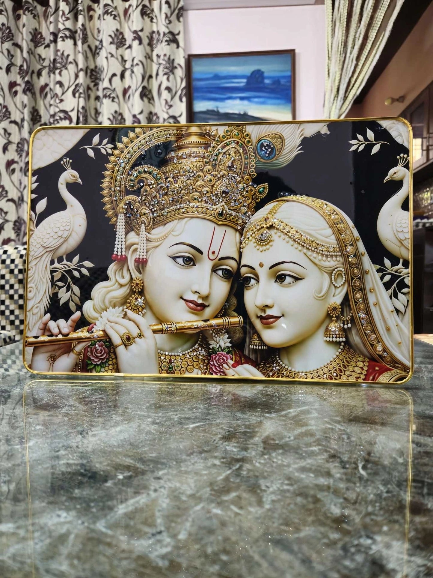 Vrindavan Jewel Blessings – Radha Krishna Luxury Wall Art