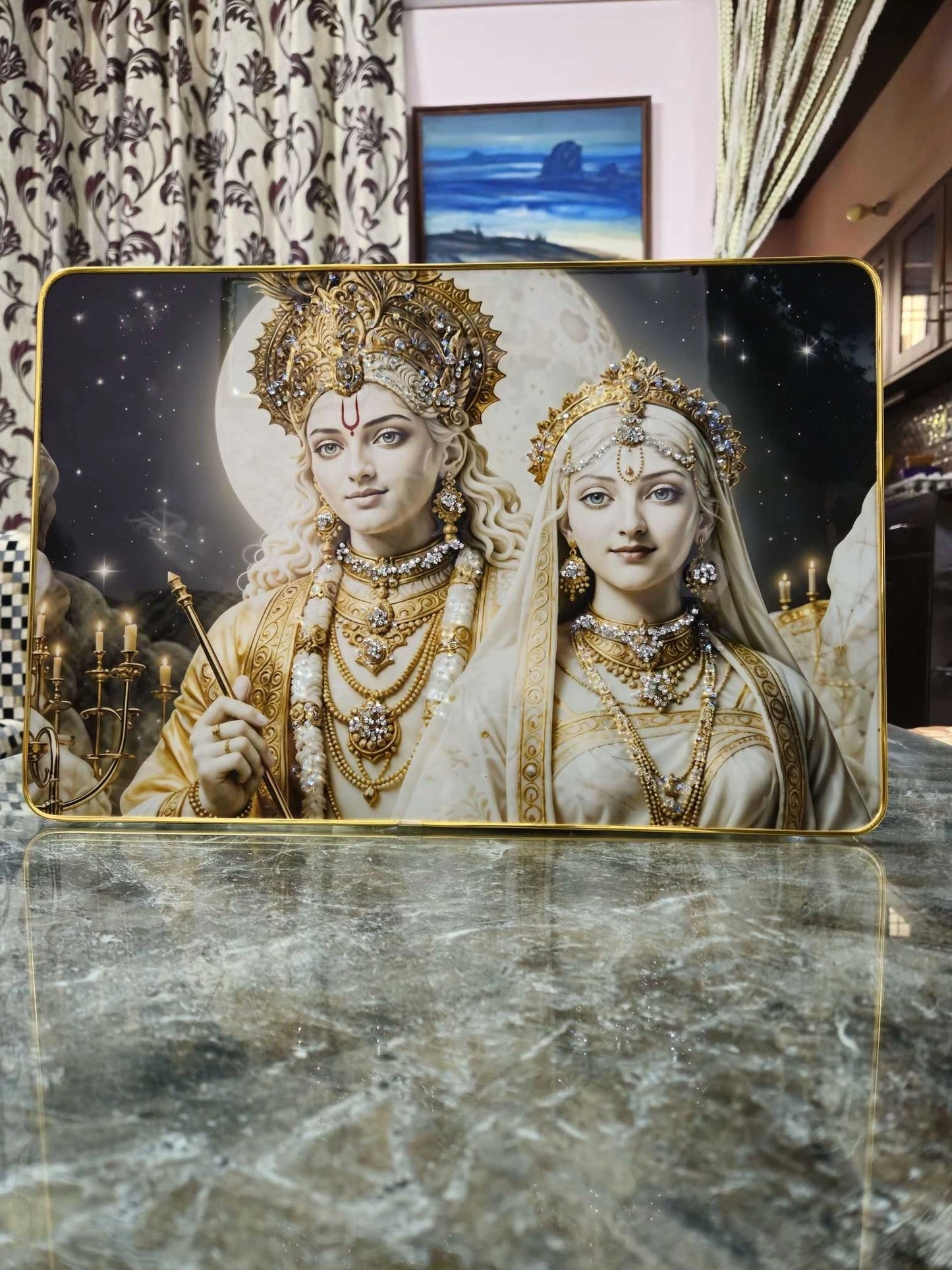 Vrindavan Jewel Blessings – Radha Krishna Luxury Wall Art