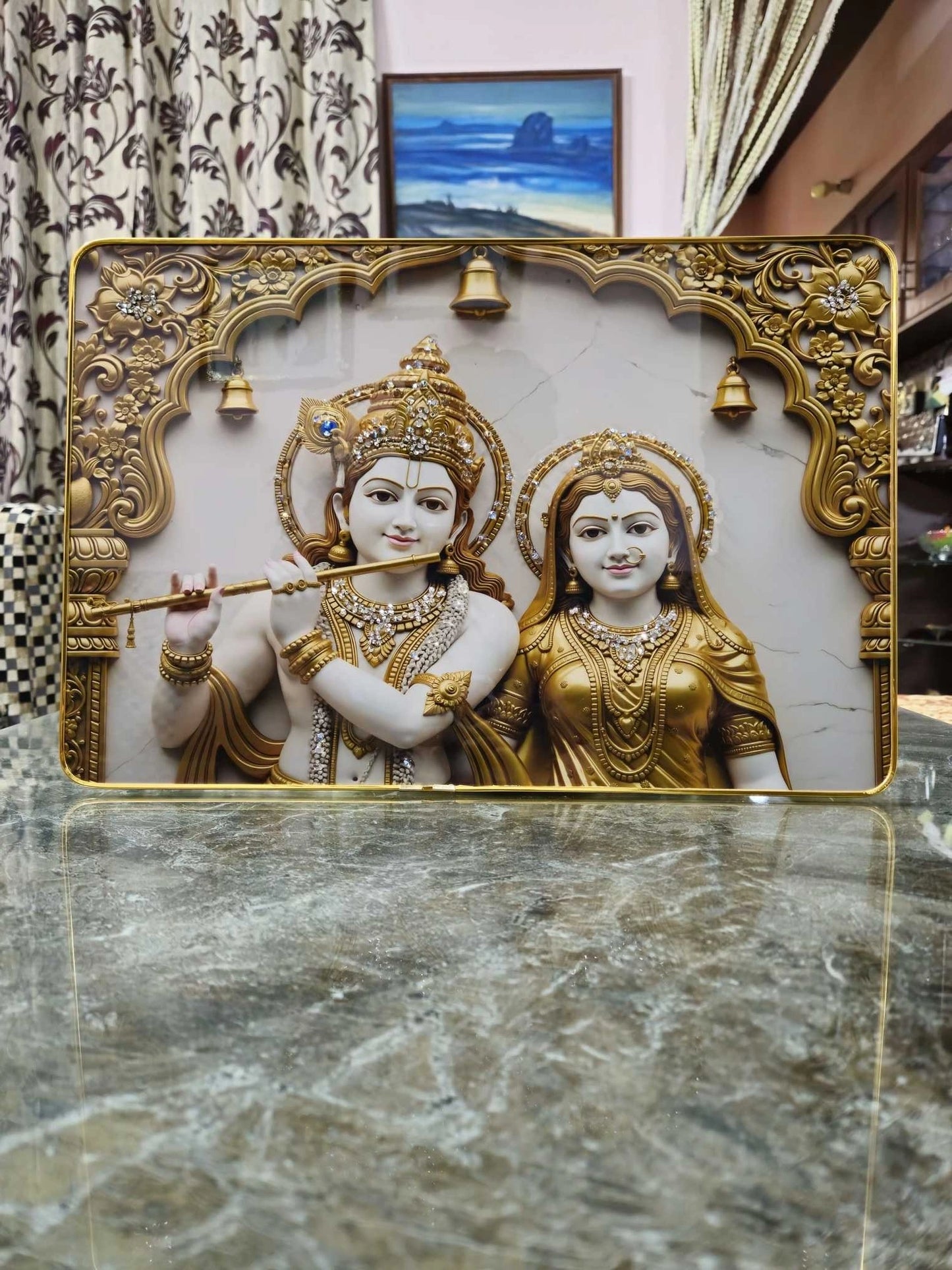 Vrindavan Jewel Blessings – Radha Krishna Luxury Wall Art
