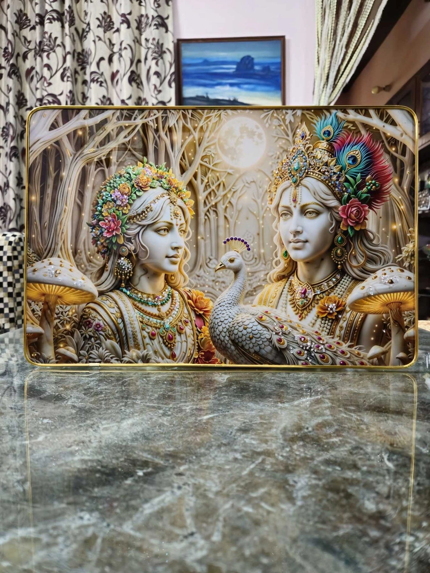 Vrindavan Jewel Blessings – Radha Krishna Luxury Wall Art