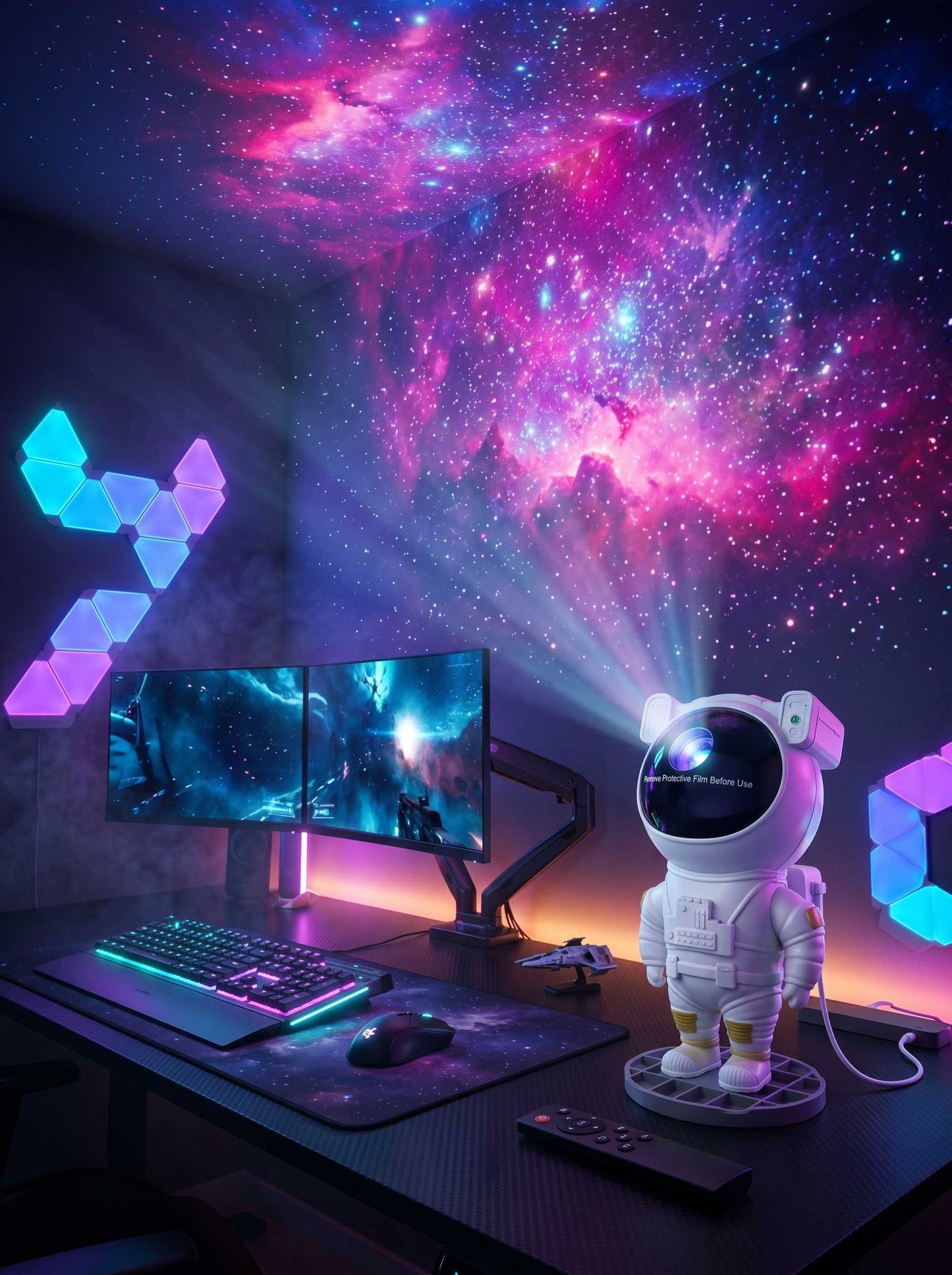 Astronaut Galaxy Star Projector Lamp – Nebula Night Light with Remote