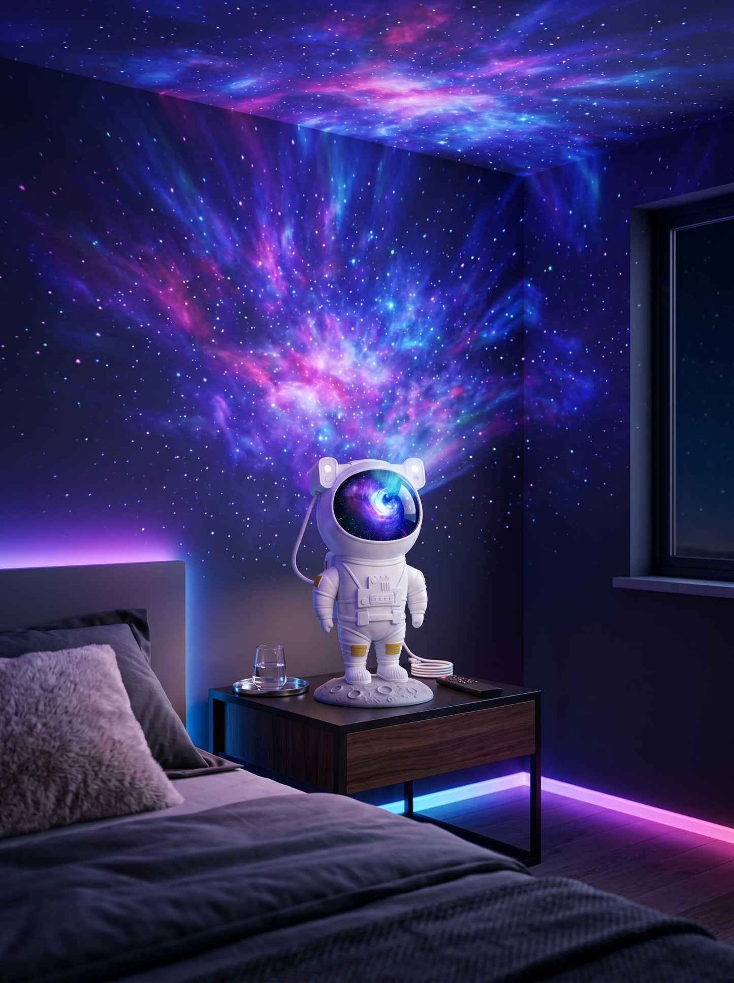 Astronaut Galaxy Star Projector Lamp – Nebula Night Light with Remote