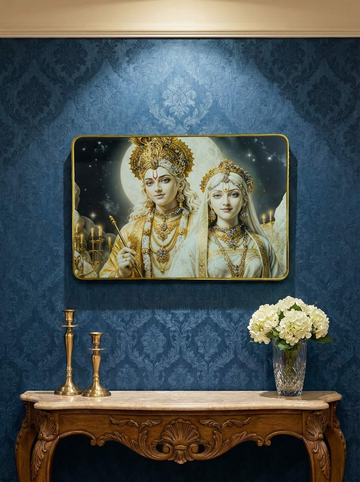Vrindavan Jewel Blessings – Radha Krishna Luxury Wall Art