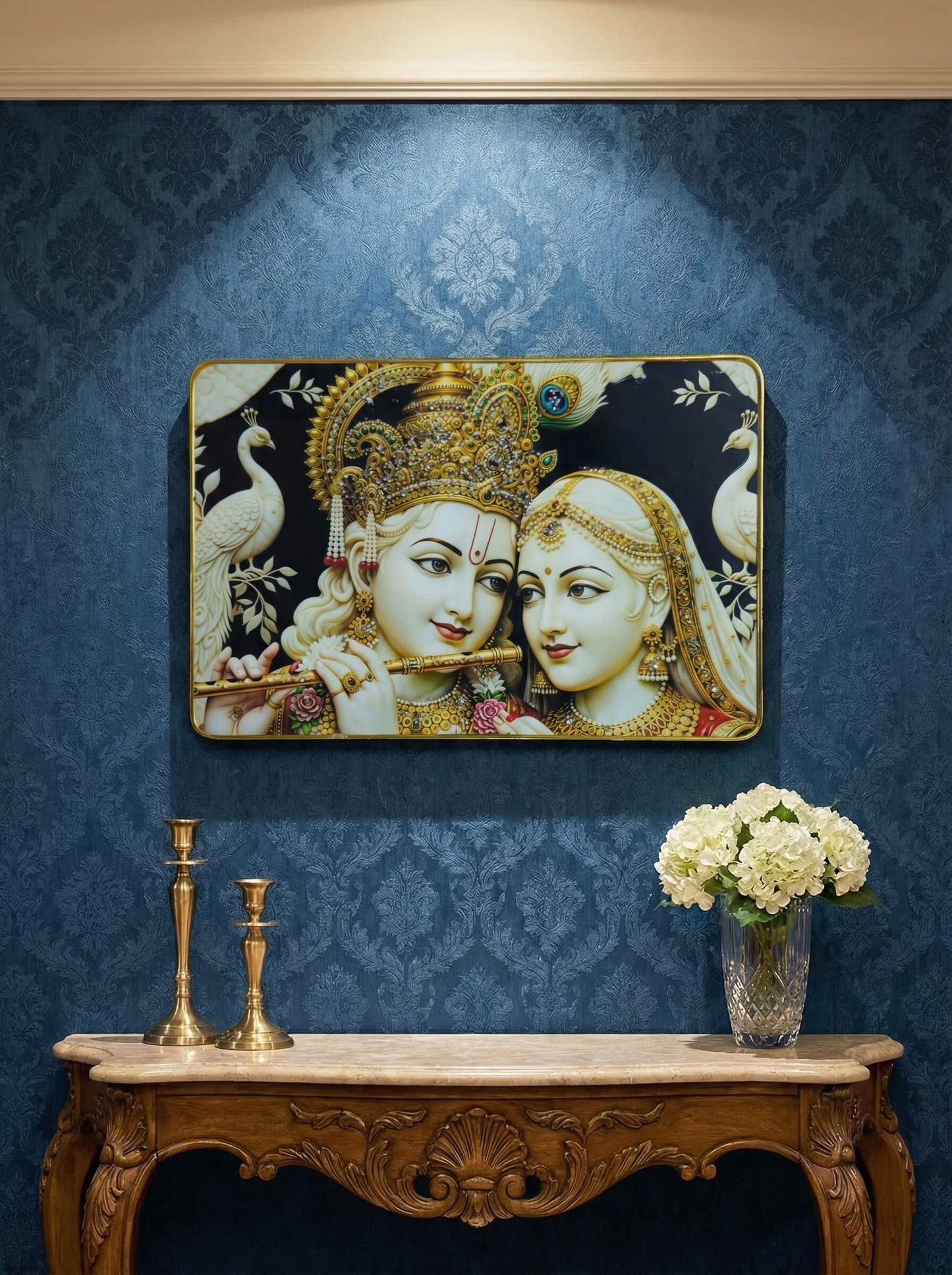 Vrindavan Jewel Blessings – Radha Krishna Luxury Wall Art
