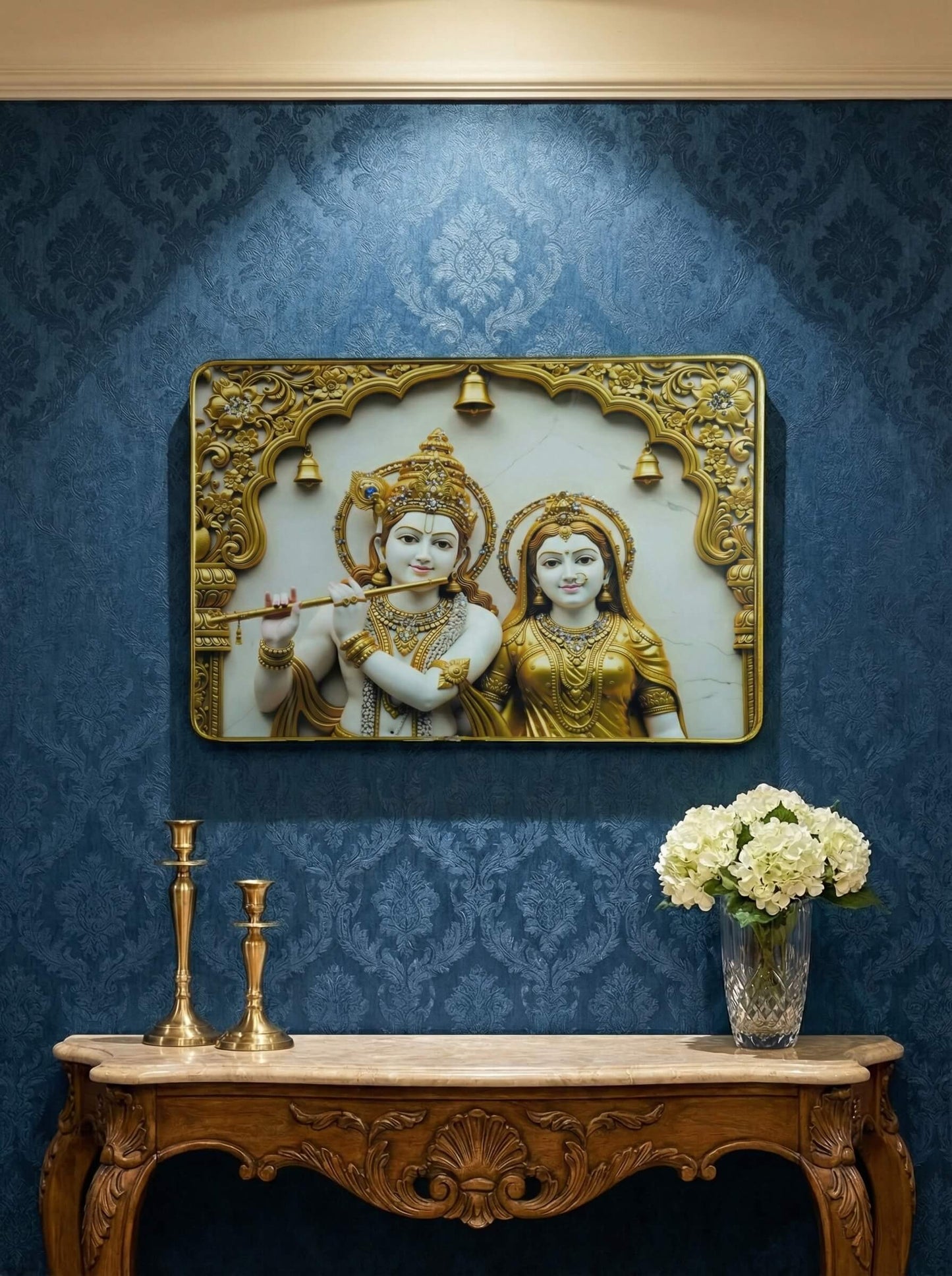 Vrindavan Jewel Blessings – Radha Krishna Luxury Wall Art